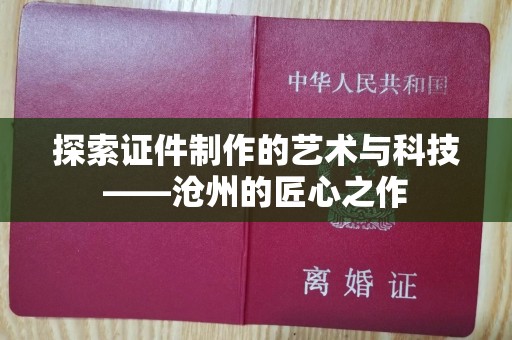 贵阳探索证件制作的艺术与科技——沧州的匠心之作