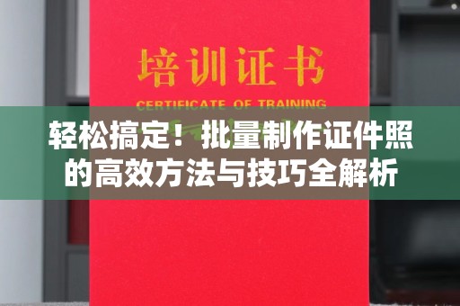 贵阳轻松搞定！批量制作证件照的高效方法与技巧全解析