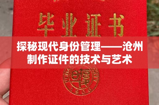 贵阳探秘现代身份管理——沧州制作证件的技术与艺术